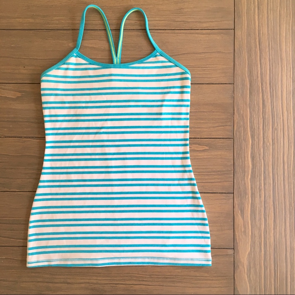 lululemon athletica Blue and White Striped Tank Top
